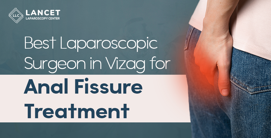 Laparoscopic anal fissure surgery procedure with a surgeon using minimal invasive
